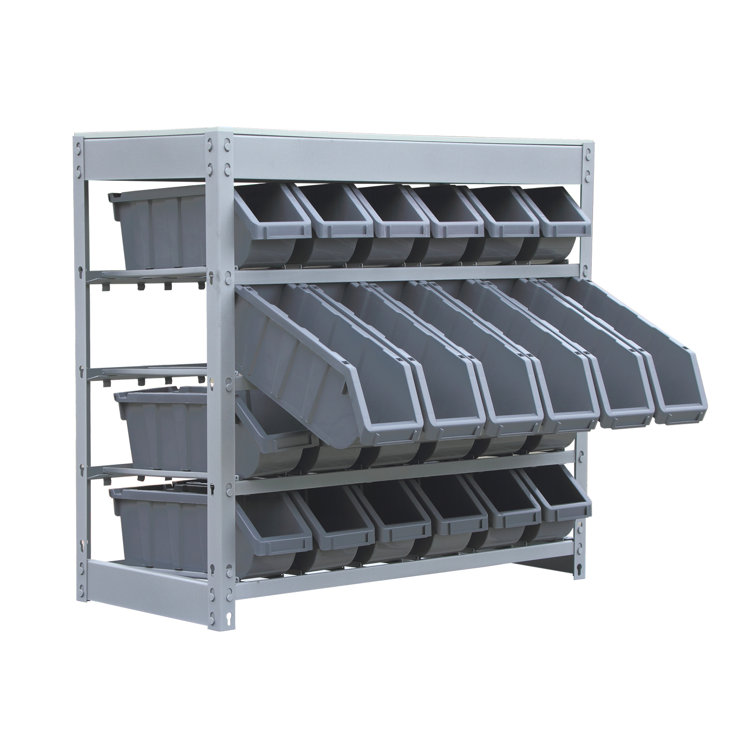 Rebrilliant Josina 33 W x 15 D x 36 H Garage Storage Bin Rack System Heavy Duty 4 Tiers 24 Bins